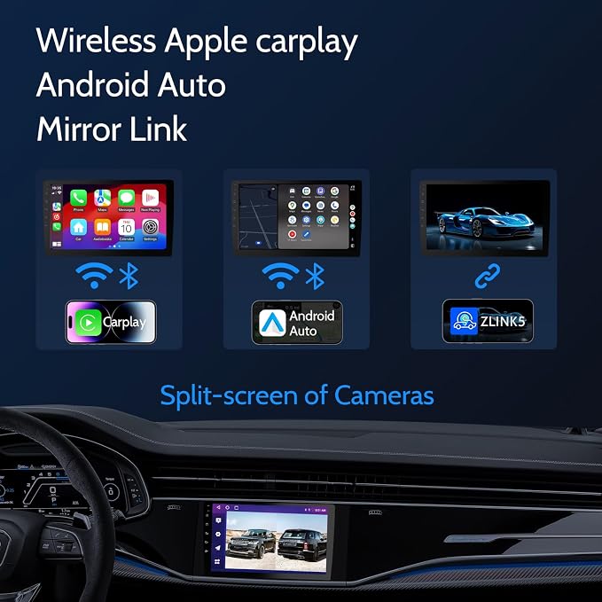 10.1 Inch Double din car Screen,with wireles CarPlay and Android Auto,HD Touch Screen Car Stereo with Mirror Link, Bluetooth 5.0, Backup Camera, AUX,FM/AM Transmitter|Double din carplay Radio