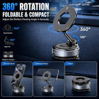 MUSEL Magnetic Car Phone Holder for MagSafe, Vacuum Mount for iPhone 17-12 | 88 lb suction hold, 2600 gf magnetic force, 22 N55 magnets, 360 degree rotation, bottom plate and ring included, dash mount