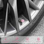 4 Pack Handmade Crystal Rhinestone Car Tire Valve Stem Caps, Car Wheel Tire Valve, Attractive Dustproof Bling Car Accessories, Universal for Cars, Trucks and Motorcycles-Pink