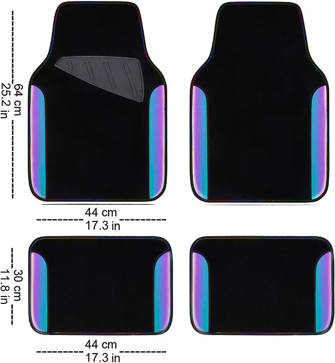 Chameleon Iridescent Reflective PU Leather&Waterproof Universal Carpet car Floor mats,Fit for 95% Suvs,Sedans,Vans,Trucks&Car Mat for Women(Reflective Color Change)