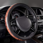 Wood Grain Microfiber Leather Steering Wheel Cover, Universal Fit for 14 1/2-15 inch Black Steering Wheel, Anti-Skip Veins Design,Cars, Suvs,Vans, Sedans (Black)
