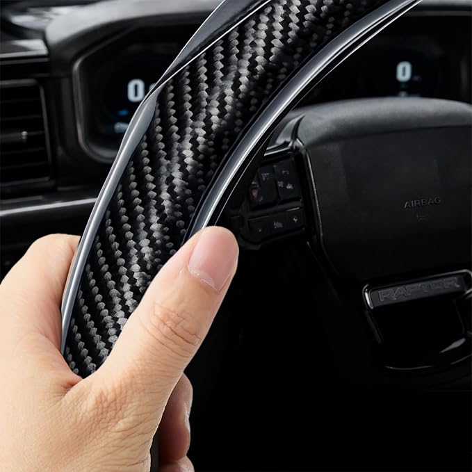 Leather Steering Wheel Cover for Chevy Silverado 1500 2500 3500, 14.5-15 inches Car Steering Wheel Cover with Non-Slip Breathable (Carbon Black)
