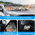 Cute Mouse Foldable Windshield Snow Cover, Reflective Accordion Car Windshield Snow Cover, Sun Visor for Car Windshield, Ultimate Heat & UV Protection, Suitable for Most Cars, 54" L x 27.6" W