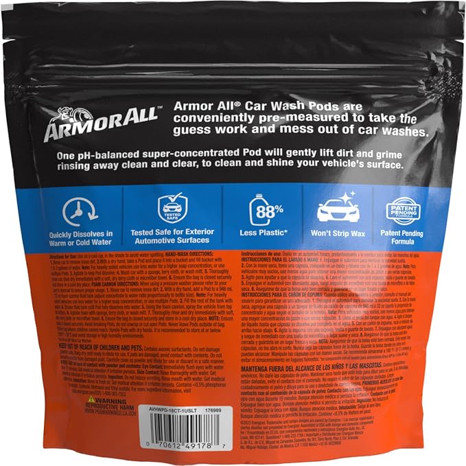Car Wash Pods, Pre-Measured, Dissolvable Pods of Super-Concentrated Car Wash Soap, 18 Easy-to-Use
