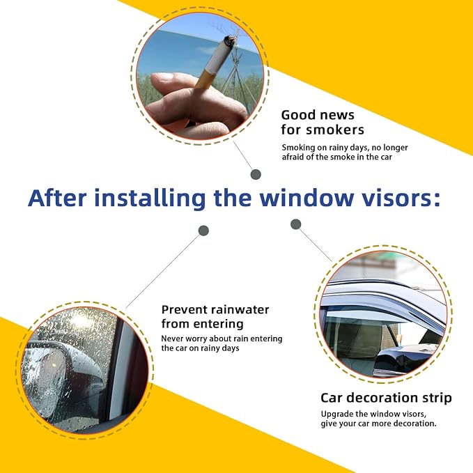 4pcs Window Visors Compatible with 2020-2025 Explorer Smoke Tint with Chrome Trim Outside Mount Tape On/Clip On Style PVC Sun Rain Guard Vent