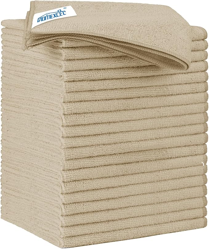 Brown Microfiber Cleaning Cloth 20 Pack 11.5 x 11.5 inch Microfiber Towels for Cars Ultra Absorbent Car Washing Cloth Lint Free Streak Free Cleaning Rags for Car, Kitchen Window