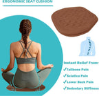 Car Seat Cushion, Comfort Memory Foam Driver Seat Cushion Improve Driving View, Sciatica and Lower Back Pain Relief, Thick Seat Cushions for Car Home Office Chair, Wheelchair - Brown