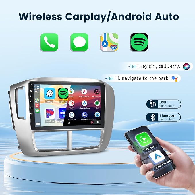 2G+64G Car Radio Stereo for Honda Pilot 2006 2007 2008, Wireless CarPlay Android Auto, 9 Inch IPS Touch Screen Android 13 GPS WiFi Bluetooth 32-Band DSP SWC AHD Camera