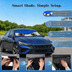 Car Windshield Sun Shade, Universal Fit Compact Sedan SUV, Monster Blue | 59 x 27.5" Car Sun Visor, Foldable Front Window Sunshade, UV Heat Protection, Cute Eyes Series