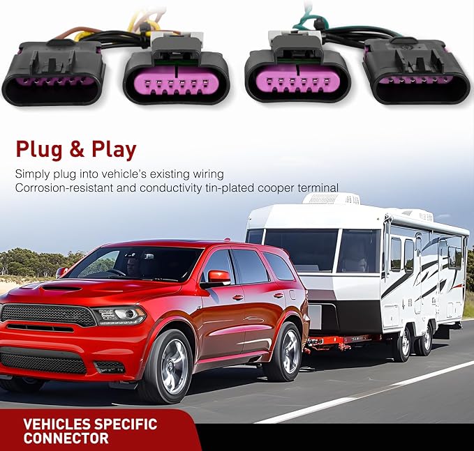 4 Pin Trailer Wiring Harness Kit 56336 Vehicle Standard 4 Way Connector Custom for 2014 2015 2016 2017 2018 2019 2020 2021 2022 2023 2024 2025 Dodge Durango Simple Fit Tow Hitch