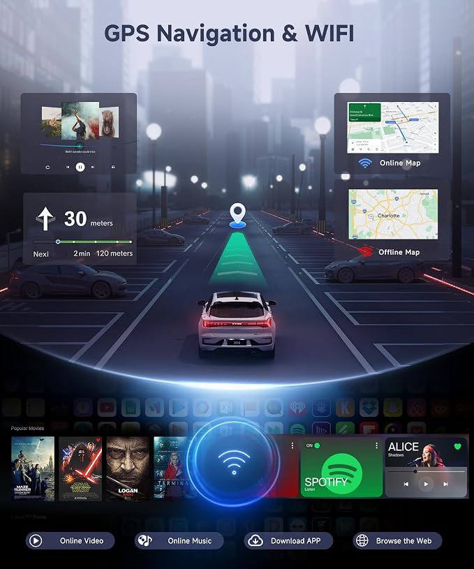 4G+128G Android Car Stereo for Jeep Wrangler 2007-2018 & Jeep Compass 2011-2015 with Wireless CarPlay Android Auto, 7 Inch Car Radio GPS Navigation WiFi SWC Bluetooth FM with Backup Camera