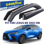 Goodyear Shatterproof Window Deflectors for Lexus NX 2022-2026, Tape-on Rain Guards, Window Visors, Vent Deflector Visor, Car Accessories, 4 pcs. - GY008093