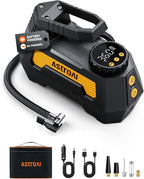 H2 Pro Cordless Tire Inflator Portable Air Compressor Tire Pump with DC 12V & Battery Dual Power Supply Digital Pressure Gauge Fast Inflation Air Pump for Car Tires Motorcycles Bikes Yellow