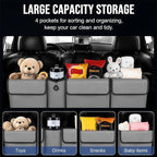 Car Trunk Organizer – Backseat Hanging Large Storage Bag with Adjustable Straps, Waterproof Collapsible Cargo Organizer with 4 Pockets, Space-Saving Trunk Storage for SUV Truck MPV (Grey)