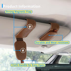 2 Packs Magnetic Sunglass Holder for Car Visor (Brown) | Magnetic Interior Car Accessories