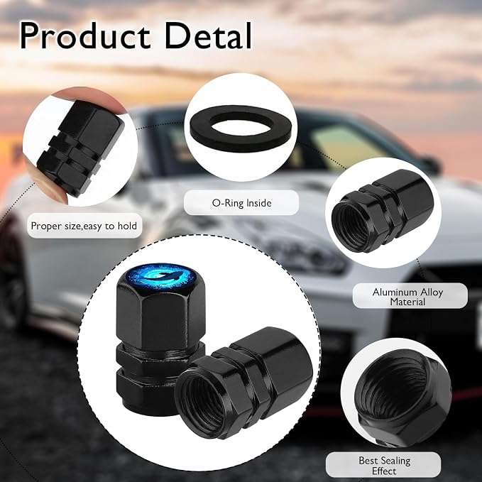 4Pack Killer Whale Tire Valve Caps Universal Tire Air Cap Valves Stem Cover | Aluminum Alloy Rust-Proof Valve Stem Caps, for Auto SUV Truck Motorcycle Bicycle, Killer Whale Gifts for Women Men Drivers
