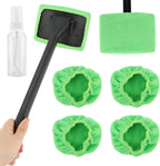 Windshield Cleaner Tool, Car Window Cleaner with Extendable Handle,5 Reusable Microfiber Pads,Windshield Cleaning Tool,Auto Glass Wiper for Car Detailing,Home Windows(Green)