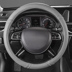 Classical Leather Automotive Universal Steering Wheel Covers,Universal Fit for Suvs,Trucks,Sedans,Cars,Vans,14.5-15inch Anti-Slip Safety Comfortable Desgin(Gray)