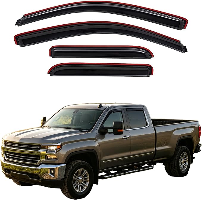Rain Guards for 14-18 Chevy Silverado/GMC Sierra 1500 Extended Cab | In Channel Window Visors for Chevrolet Silverado/GMC Sierra 2500HD/3500HD Extended Cab,4Pcs Side Window Wind Deflectors