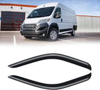 Rain Guards for Ram ProMaster 2014-2025, Out-Channel Window Visor Shields Vent Deflector Shade Wind Dark Smoke 2015 2016 2017 2018 2019 2020 2021 2022 2023 2024, Tape-On Outside-Mount, 4PCS