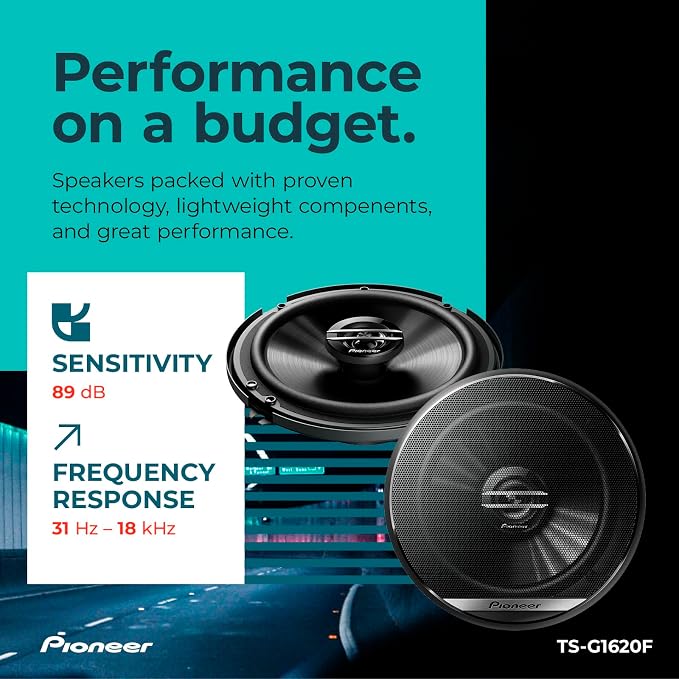 G-Series TS-G1620F 6.5” 2-Way Speakers (Pair) – 300W Max, Balanced Sound + Smooth Treble, Great Stock Replacement, High-Efficiency Speaker Designed for OEM Power