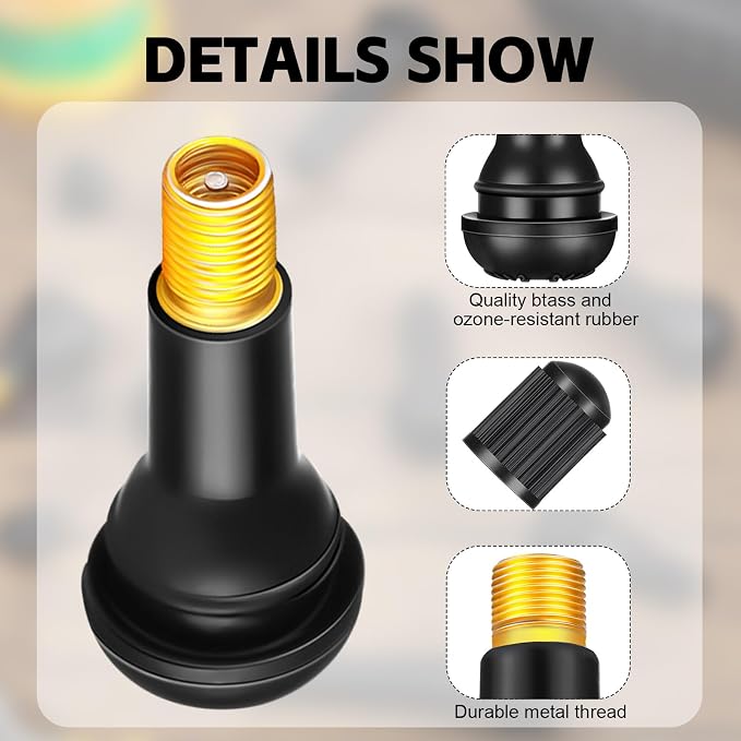 500 Pieces TR413 Valve Stems Tubeless Bulk Rubber Snap-in Valve Stems for 0.453 Inch Rim Holes, Black Standard Length Replacement Tool for Car Tubeless Replacement