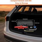 Scissor Jack, 2.5T(5512 Lbs), High-Strength Car Jack & Stand Kit with Rubber Pad, Tire Changing Kit with Ratchet Handle&Lug Wrench, Universal Vehicle Emergency Set for Various Models Red