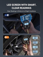 Tire Pressure Gauge for Cars with Backlit LED, Solid Brass with Rubber Hose, Air Bleeder Valve, ANSI B40.7 Grade 2A(±0.5%), 3-250PSI