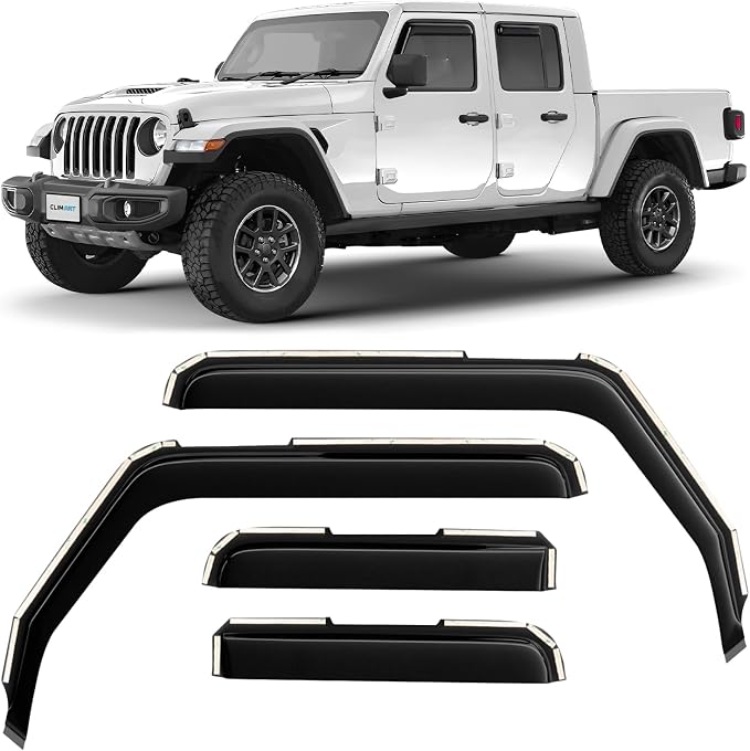 in-Channel Incredibly Durable Rain Guards for Jeep Gladiator 2020-2026,Original Window Deflectors,Vent Deflector,Vent Window Visors,Truck Accessories,4pcs-620202