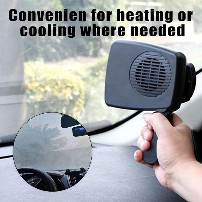 Car Heater, 2 in 1 Modes Fast Heating Cooling Fanswith Cigarette Lighter Plug 360° Rotary Base, 200W 12V Portable Window Defroster Auto Car Heater Windshield Defogger Automobile Windscreen Heater