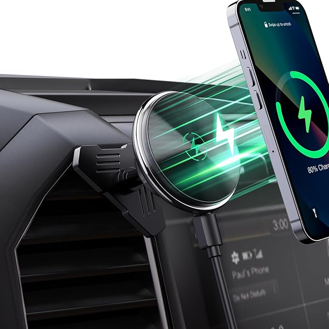 Wireless Charger Magnetic Vent Phone Mount Compatible with 2015-2020 Ford F-150, 2017-2021 Super Duty & 2018-2021 Expedition Metal Phone Holder Cradles Bracket Stand for All Smartphone
