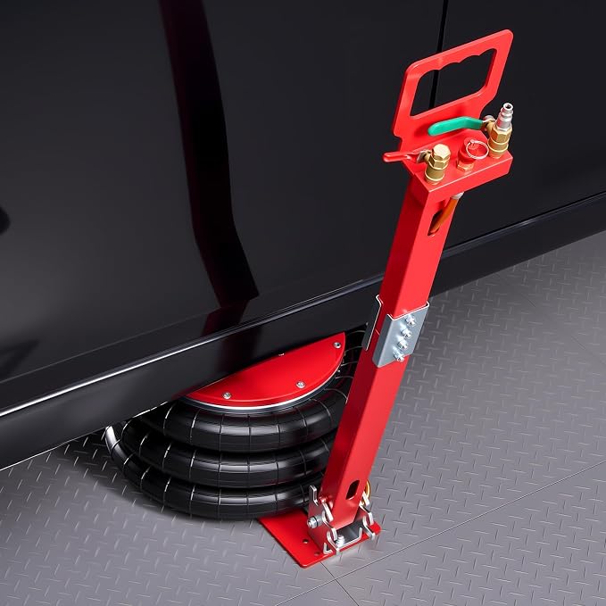 Air Jack, 5 Ton/11023 lbs Triple Bag Air Jack, Airbag with Six Steel Pipes, Lift Up to 18.3 inch/464 mm, 4-10 s Fast Lifting Pneumatic with Adjustable Long Handle for Cars, SUVs, Pickup Trucks