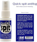 Jaws Quick Spit Anti-Fog Spray for Swim Goggles, Eye Glasses, Snorkel Mask, Scuba Divers, and Safety Eyewear, Made in the USA
