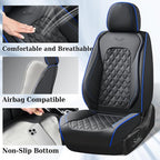Coverado Full Set Car Seat Covers, Front & Back Luxury Faux Leather Waterproof Seat Covers,Car Seat Protectors, Universal Fit for Most Vehicles-Black & Blue