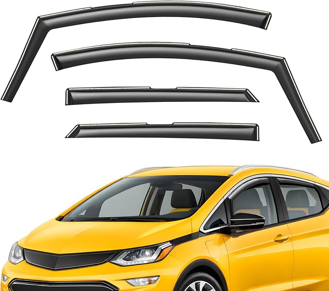 Extra Durable Window Deflectors in-Channel Window Visors Rain Guards Fit for Chevrolet (Chevy) Bolt EV 2017-2023, Sun Visors, Wind Vent for Shades, Exterior Car Accessories - 4pcs. AG0754