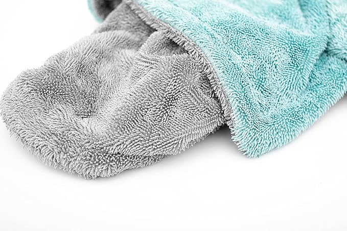 The Liquid8r, Absorbent 70/30 Blend Microfiber Drying Towel for Cars, Trucks, and SUVs, Safe for Detailing, Scratch-Free, Twist Loop, 1100 GSM, 20x24 Inches, Aqua Blue/Grey