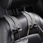 2 Pack Leather Car Headrest Hooks Grey Purse Bag Storage Holders for Car Seats