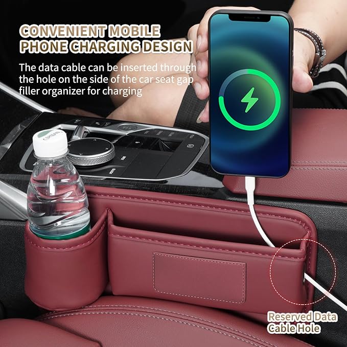 Kwak's Car Seat Gap Filler Organizer 2pcs – Fits 0.2“–1.2” Seat Gaps, Premium PU Leather Seat Gap Plug for Car SUV Truck, Stops Phone/Keys from Dropping, Extra Cup Holder for Car (Brown)