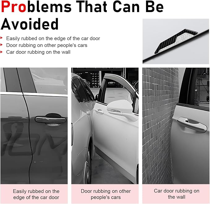 4 PCS Car Door Edge Guard Sticker, Reflective Safety Warning Car Door Protective Strips, Thickened Anti-collision Paint Protector, Universal for Most Vehicles (White)