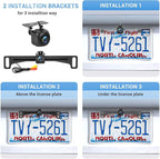 AHD 1080P License Plate Backup Camera, 170 Degree Wide Angle Clear Night Vision Metal Housing Guide Line On/Off Waterproof Reverse Rear View Camera for Car Truck