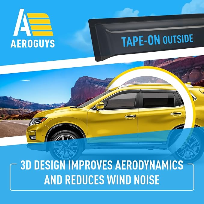 Extra Durable Window Deflectors Tape-On Window Visors Rain Guards Fit for Nissan Rogue 2014-2020, Sun Visors, Wind Vent for Shades, Exterior Car Accessories - 4pcs. AG0287