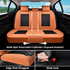 Coverado Universal Car Seat Covers Full Set, Vintage-Style Soft Waterproof Faux Leather Front & Rear Seat Protectors, Comfortable Anti-Stain Interior for Most Vehicles – BrownBlack