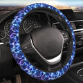 Abstract Blue Cool Lightning Steering Wheel Cover For Women Men Girls Car Accessories Decor Anti-Slip Neoprene Auto Steering Wheel Covers Protector Universal 15 Inch