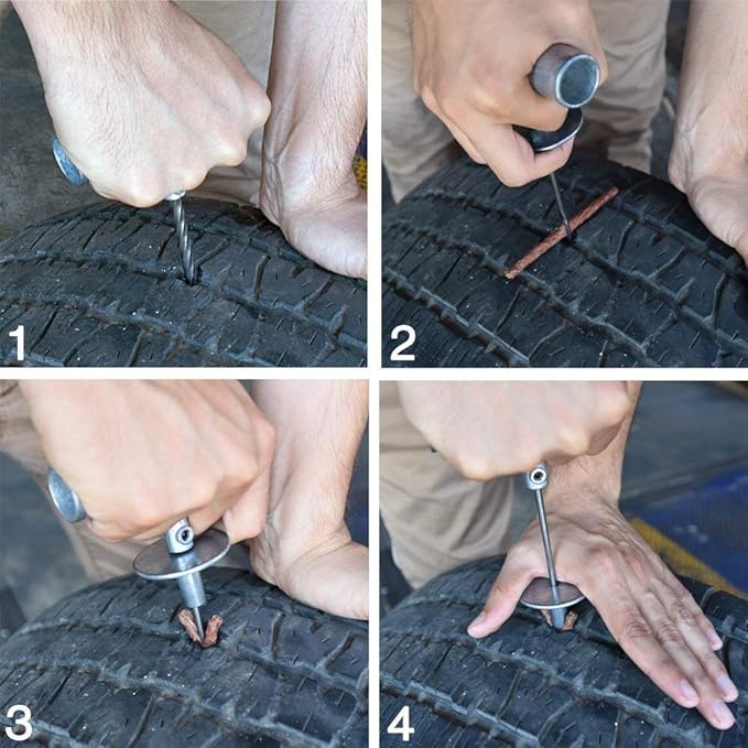 50002L -35 Piece Tire Repair Universal Heavy Duty Tire Repair Kit with Plugs, Fix A Flat Tire Repair Kit, Ideal for Tires on Cars, Trucks, Motorcycles, ATV Roadside Emergency, Tire Plug Kit