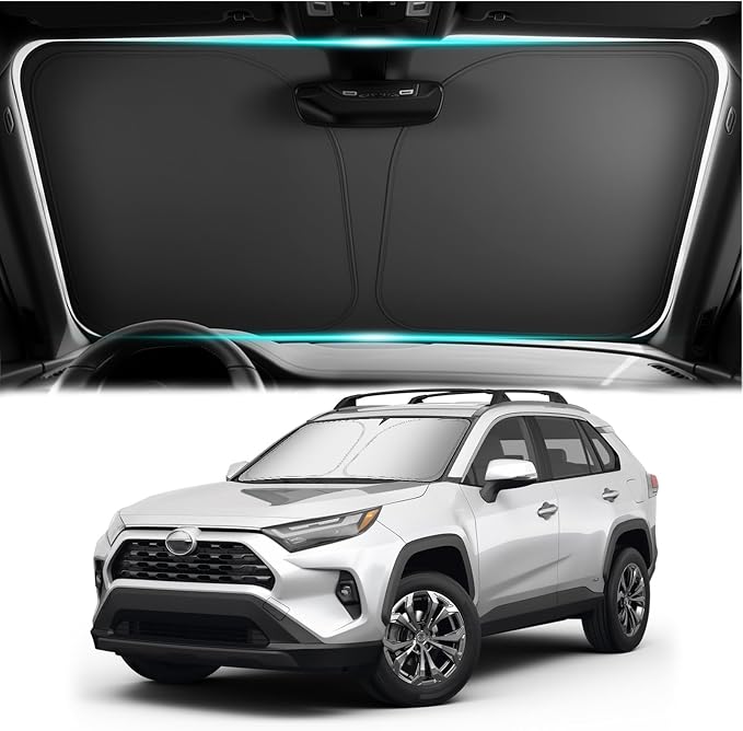 Car Windshield Sun Shade Compatible with Toyota 2019-2025 RAV4,Oxford Cloth Car Sun Shade with Storage Bag,Foldable Suns Shades for Cars Windshield Reduces Interior Temperature