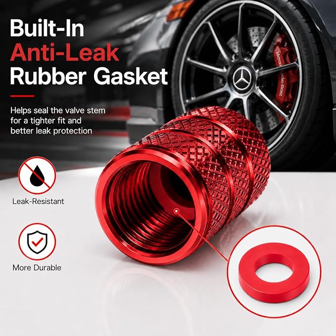 Car Tire Valve Stem Caps for Automobiles,Dust Caps Compatible with Mercedes Benz CESM CLK GLK GL AB GLS GLE AMG Series Car Tires，Alloy Leak-Proof Valve Cover