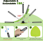 7PCS Windshield Cleaner Tool, Car Windshield Cleaner Tool+Side Mirror Squeegee +3 Microfiber Pads+100ml Spray Bottle+1 Detailing Brush,12-19inches Extendable Handle,180° Rotation