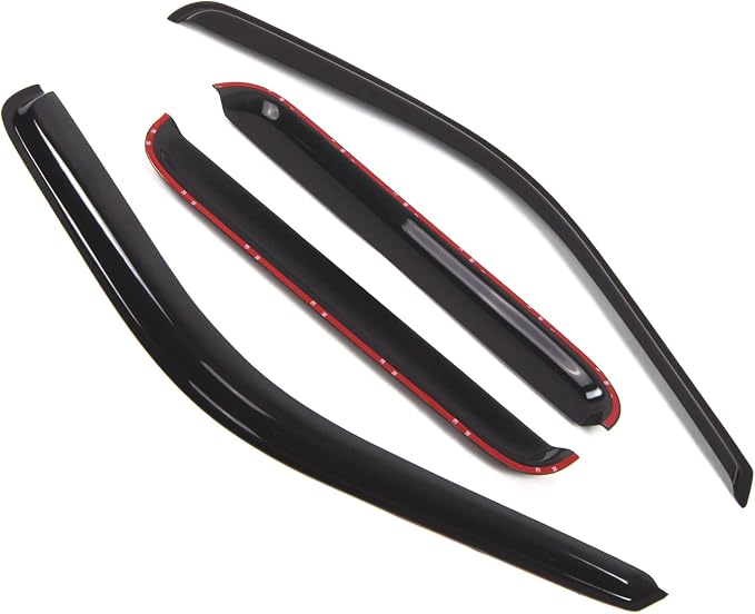 WD2-192B Dark Smoke 4 Pcs Set Window Visor (Outside Mount) Deflector Rain Guard Compatible with 2017-2018 Ford F-350 SuperCrew/Crew Cab
