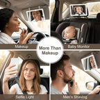 Car Sun Visor Vanity Mirror, 3 Light Modes & 60 LEDs, Rechargeable Dimmable Touch Screen Travel Makeup Mirror,Universal for Truck SUV-Car Accessories Essentials for Women（White）