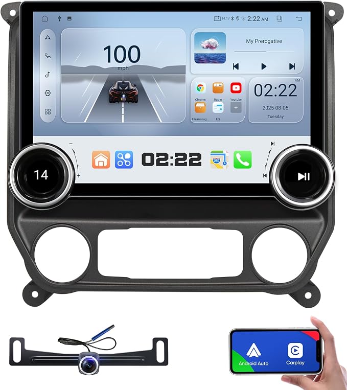 Car Stereo for Chevy Silverado GMC Sierra 2014-2018, Wireless CarPlay & Android Auto, 11.5 Inch QLED Touch Screen Radio Upgrade, GPS Navigation Head Unit, Bluetooth, Backup Camera